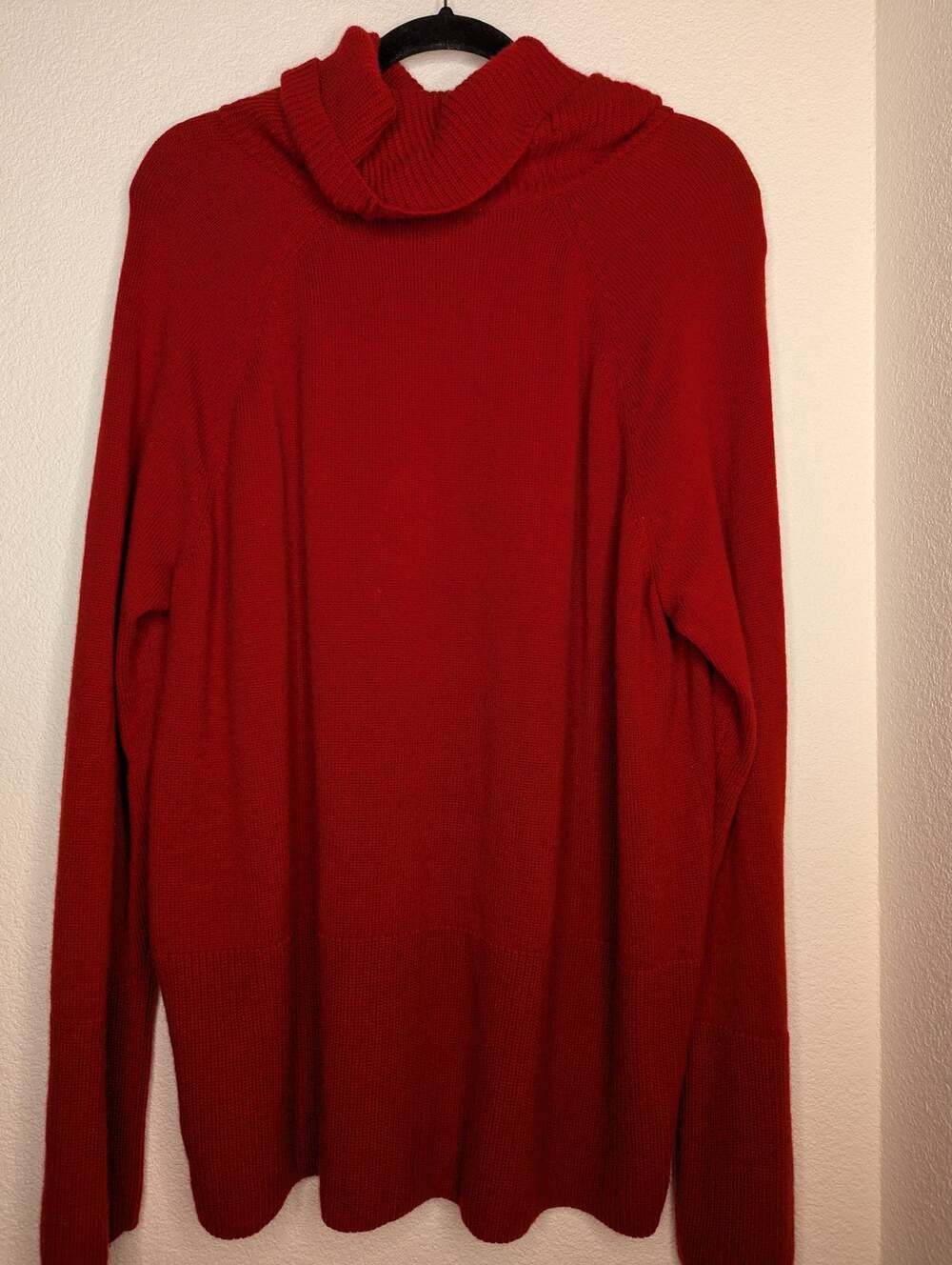 Athleta Wool Cashmere Aspen Turtleneck Sweater XL Red Athleisure Cottagecore
